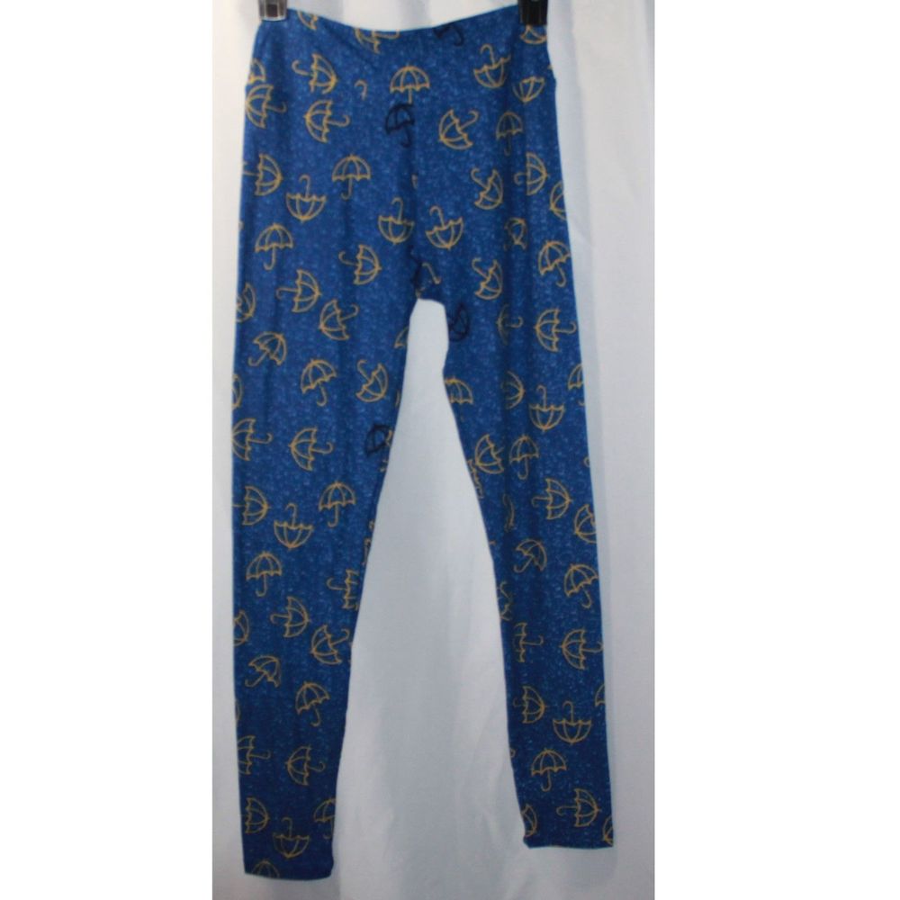 Tween's Lularoe Blue Unbrella Print Butter Smooth Leggings One Size 0-12